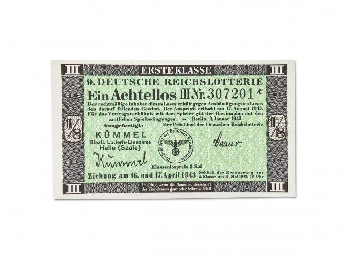 WW2 German Deutsche reichs lottery ticket reproductions WWII