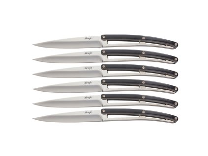 Deejo 2AS002 set of 6 steak knives , mirror finish, paperstone handle