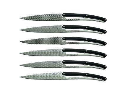Deejo 2AP013 sada 6 steak nožů, lesklý povrch, ABS, zubaté ostří, design Geometry 1