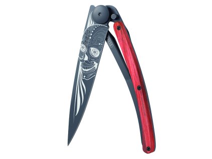 Deejo 1GB143 Black tattoo 37g, red beech, Latino skull - 1