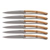 Deejo 2FB001 6 steak knives , titanium finish, olive wood handle