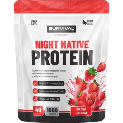Night Native Protein - 1000 g, pravá jahoda (Příchuť pravá jahoda, Velikost 1000 g)