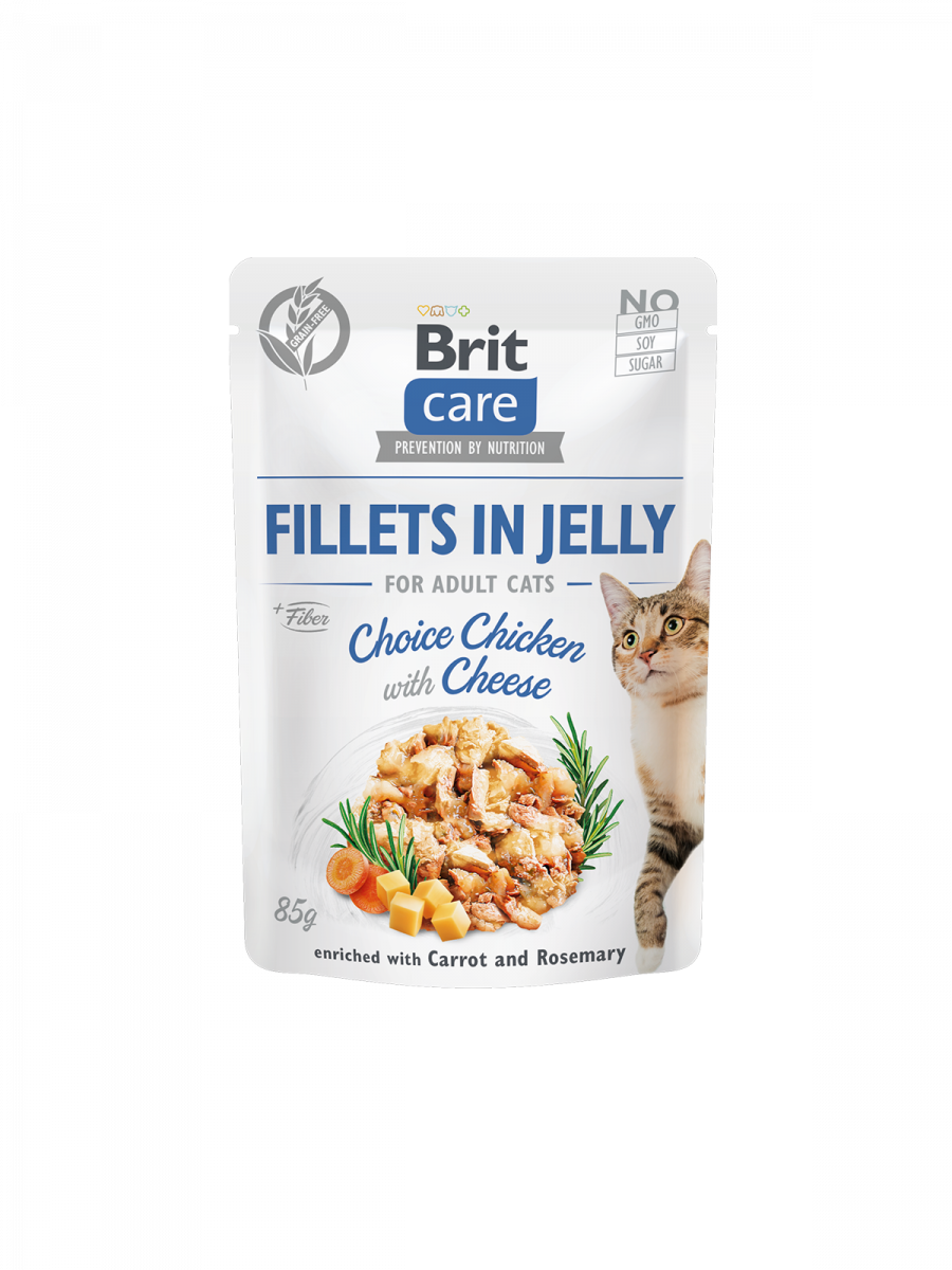 Brit Care Cat Fillets in Jelly Chicken&Cheese 85g