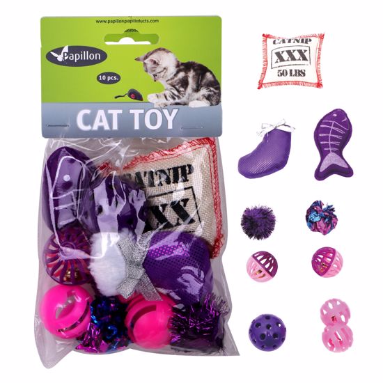 Hračka kočka mix fialový (10 ks)