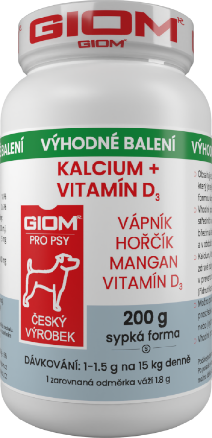 Giom ERA Kalcium+D3 pro psy a kočky 200g plv