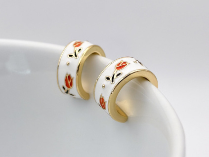 Zlaté kruhové náušnice s jemnými tulipány Tulip Whisper