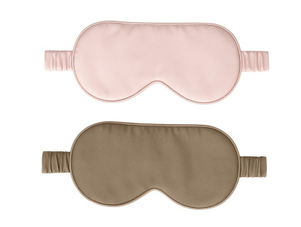 Hedvábná oční maska v růžové a hnědé barvě