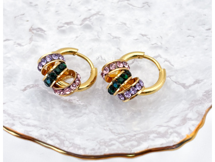 Zlaté kruhové náušnice se zirkony a odnímatelnými kroužky Twilight Loop  Variabilní elegance v barvách soumraku