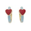 Barevné kruhové náušnice s červeným srdcem a pozlacením 18K