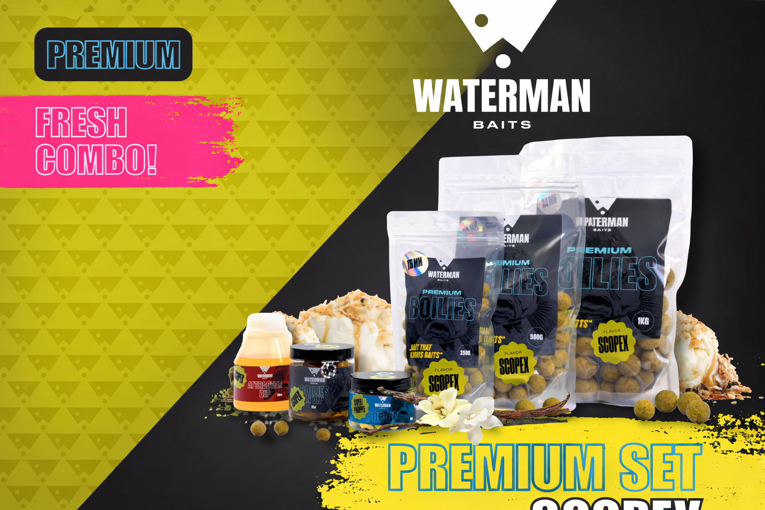 Boilies Scopex Waterman Baits – produktová řada kaprařských nástrah