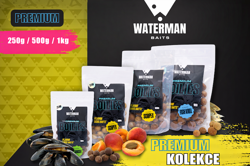 Premium boilies Waterman Baits – kaprařské nástrahy v balení 250 g, 500 g a 1 kg