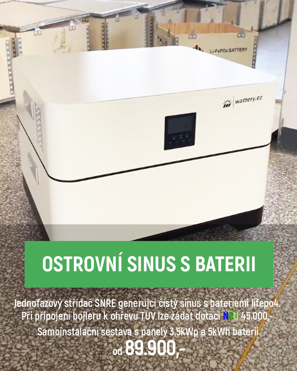 Ostrovní sinus s baterii