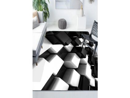 3D Koberec Black & White Cubes