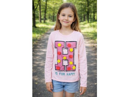 Dívčí tričko LEMON BERET s bambulkami dlouhý rukáv