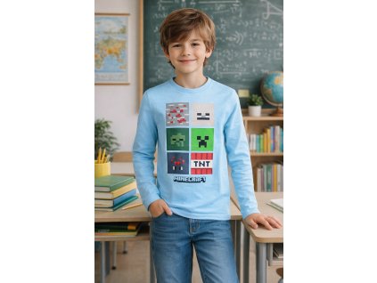 Chlapecké tričko MINECRAFT dlouhý rukáv modré