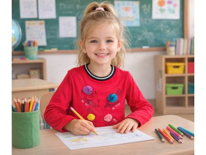 Dívčí tričko LEMON BERET bambulky s očima dlouhý rukáv