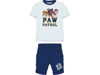 Chlapecký letní set TLAPKOVÁ PATROLA se šortkami s proužky bílo-modrý