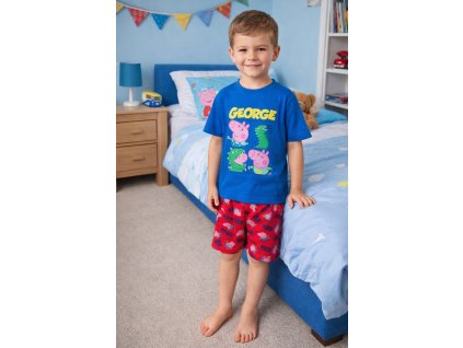 Chlapecké pyžamo PEPPA PIG GEORGE krátké modročervené