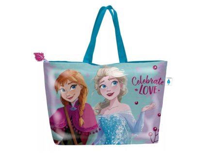 Dívčí plážová taška FROZEN Celebrate love modrá
