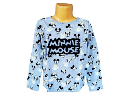 Tričko MINNIE 3D nápis dl.rukáv dívčí šedé (Barva Šedá, Velikost 104)