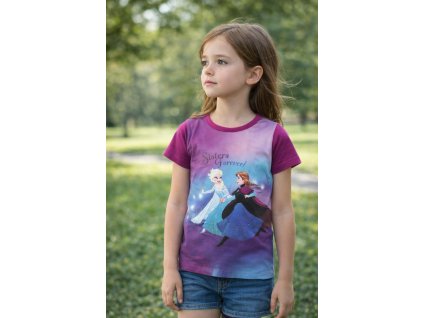 Dívčí tričko FROZEN sisters forever krátký rukáv