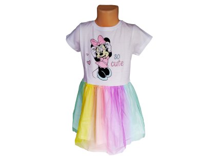 Šaty MINNIE duhový tyl bílé (Barva Bílá, Velikost 104)