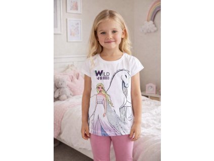 Dívčí tričko FROZEN ELSA se třpytkami krátký rukáv