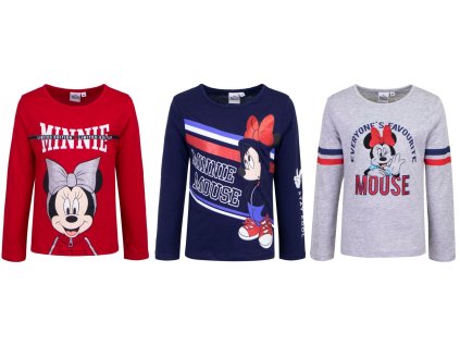 Dívčí tričko MINNIE se třpytkami dlouhý rukáv