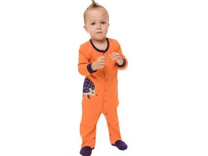 Kojenecký bavlněný overal JEŽEK oranžový