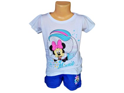 Dívčí letní set MINNIE MOŘSKÁ PANNA se šortkami bílo-modrý