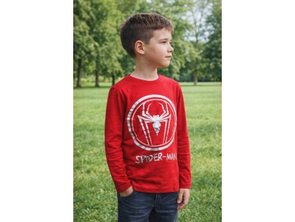 Chlapecké tričko SPIDERMAN metalický pavouk v kruhu dlouhý rukáv