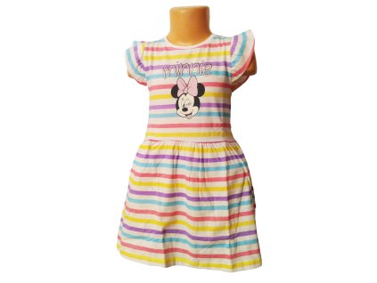 Šaty MINNIE bílé s barevnými proužky kr.rukáv (Barva Bílá, Velikost 98)