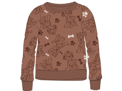 Chlapecká mikina TLAPKOVÁ PATROLA přes hlavu hnědá