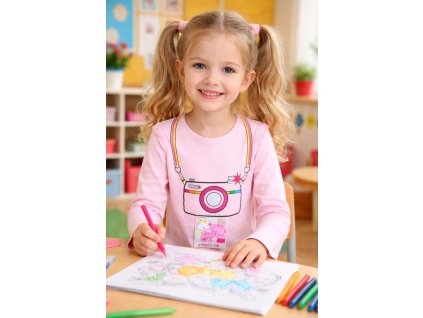 Dívčí tričko PEPPA PIG foťák dlouhý rukáv