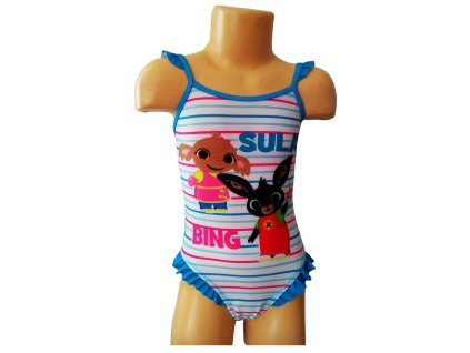 Plavky ZAJÍČEK BING A SULA s proužky jednodílné modré (Barva Modrá, Velikost 92/98)