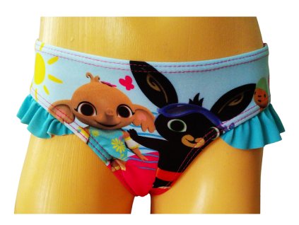 Plavky ZAJÍČEK BING kalhotkové s modrým volánkem (Barva Modrá, Velikost 98)