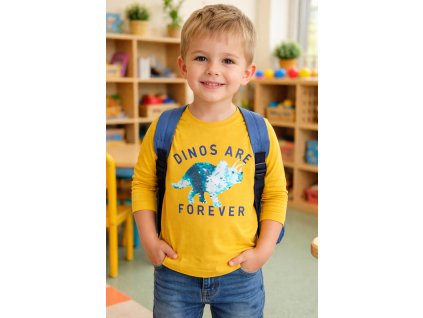 Chlapecké tričko GLO-STORY dinosaurus měnící flitry