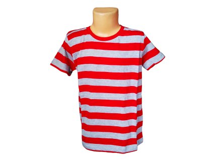 Chlapecké tričko MINOTI krátký rukáv s pruhy červenošedé