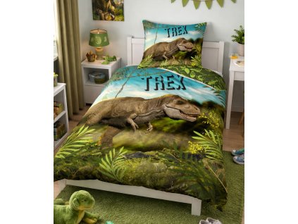 Povlečení bavlna T-REX jungle zelená