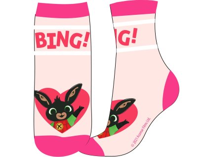 Dívčí ponožky ZAJÍČEK BING se srdíčkem růžové
