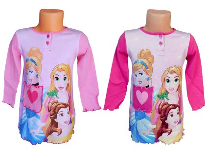 Dívčí noční košile PRINCEZNY s kapsičkou dlouhý rukáv růžová