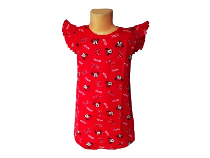 Dívčí noční košile MINNIE krátký rukáv červená
