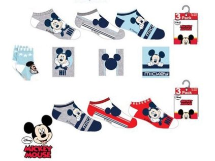 Chlapecké ponožky kotníkové MICKEY 3pack (Barva Modrá, Velikost 23/26)