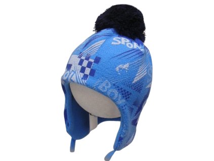 Chlapecká čepice ROCKINO fleece s bambulí zimní modrá
