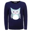 Dívčí svetr GLO-STORY SOVA s flitry tmavě modrý