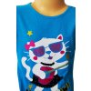 Dívčí tričko KOČKA S KYTAROU krátký rukáv modré (Barva Modrá, Velikost 116/122)