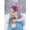 Dívčí čepice FROZEN zimní s bambulemi