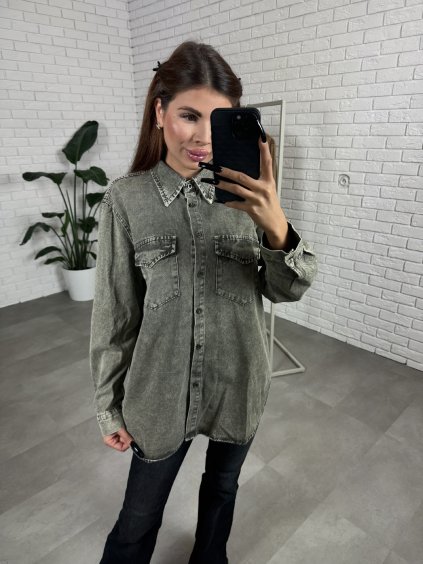 Riflová košile OTILIA (Barva Zelená)