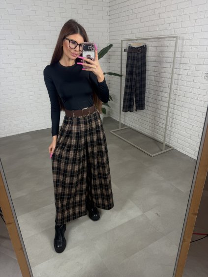 Flanelové kalhoty HILDA hnědé