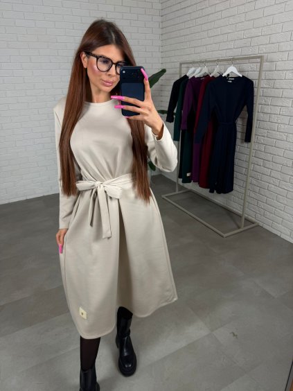 Šaty ZAMBA midi béžové